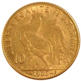 France 10 Francs KM 846 aXF Gold Coin Rooster 1906