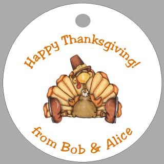Cute Turkey 20 Custom Favor Gift Tags Thanksgiving