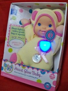 Goldberger Co Babys First Heart Glow Baby Doll Machine Washable New