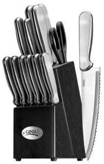 Ginsu 4827 14 Piece Stainless Steel Knife Block Set, with Black Block