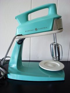 Vintage 1960s Aqua General Electric GE Stand Mixer with Beaters