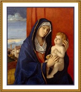 Religious Madonna and Child by Giovanni Bellini Counted Cross Stitch