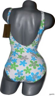 NWT GOTTEX Israel maillot daisy swimsuit tank white bright flower 12