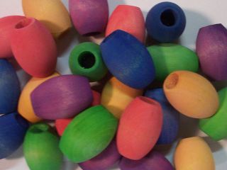 25 Wood 1 1 4 Large Colored Wooden Oval Beads Parrot Bird Toy Craft