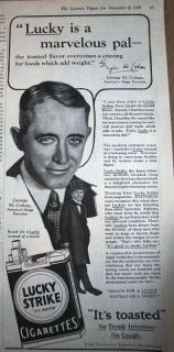1928 Lucky Strike Cigarettes George M Cohan Ad