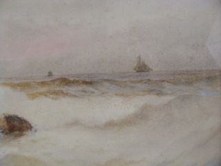 Antique 19c William G Russell Marine Coastal Seascape w C Painting