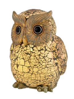 White Crackle Glass Owl Lamp
