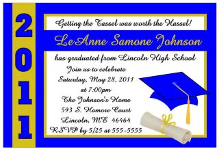 Graduation Invitations Announcements Blue Gold