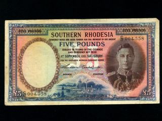 Southern Rhodesia P 11 5 Pounds 1951 King George VI