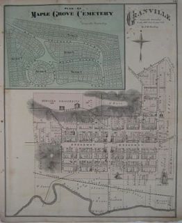 1875 Railroad Map Granville Ohio Denison University