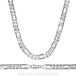 Silver Plated Figaro Chain Necklace for Men 8mm 24in
