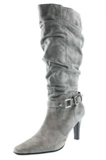 White Mountain NEW Cheeky Gray Suede Slouch Knee High Boots Heels