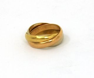  18K Tri Color Gold Trinity Rolling Band Ring Size 49 US 5