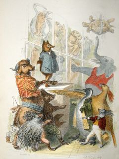 Grandville Des Animaux 1842 Hand Col Print Animals in Court Legal