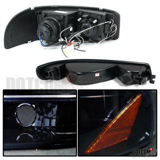 Glossy Black 00 06 GMC Yukon XL Projector LED Halo Headlights Bumper