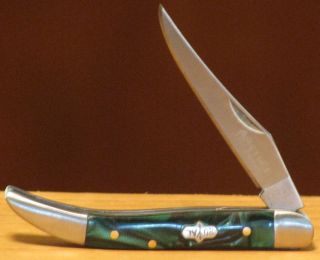 Ridge Runner Toothpick Folding Pocket Knife Green Marble Swirl Handles