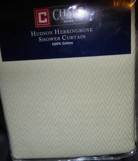 Chaps Hudson Herringbone Green Shower Curtain New NIP