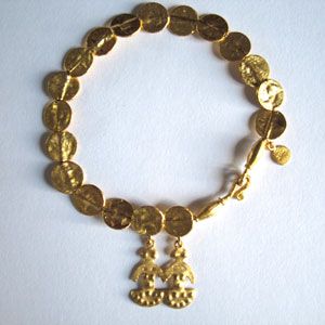 Hammered 24K Gold Twin Bracelet Artisan Jewelry Unique