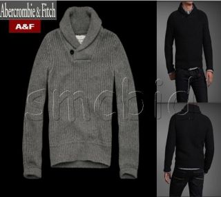 New Abercrombie Fitch Mens East River Trail Wool Sweater Grey Large