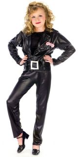 Grease Movie Cool Sandy Child Costume Black Theme Party Cool Leather