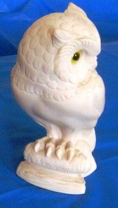 Vintage Carved Alabaster White Owl by A Giannelli