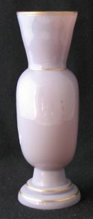 Lavender Opaque Mary Gregory Art Glass Footed Vase 7 1 4 H