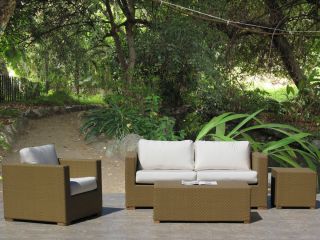 Peyton Natural Outdoor Patio Resin Wicker Sofa Lounge Chair 4 PC Set