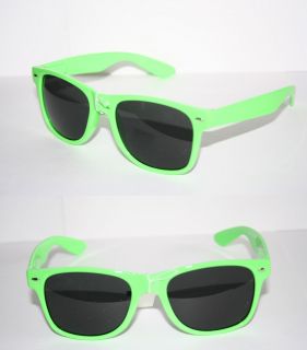  Sunglasses Neon Green Frame Black Lenses Geek Chic Retro Vintage