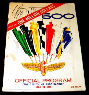 Indianapolis 500 1973 Program Indy Position Sheet