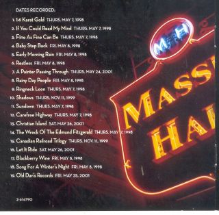 Gordon Lightfoot Massey Hall All Alive 2012 CD Warner Bros 19 Classic