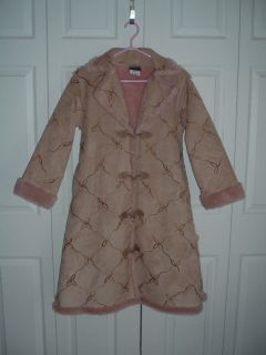 Grenier Des Frimousses Beige and Pink Winter Coat Size 12 for Girl