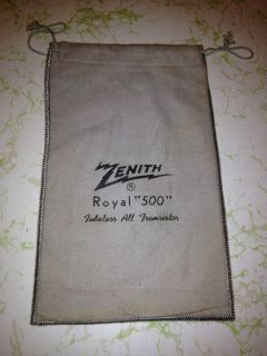 Zenith Royal Deluxe 500 Transistor Radio Original Carrying Bag BAG