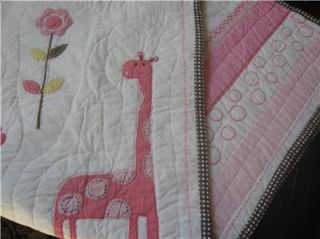 Pottery Barn Kids Ava Mod Giraffe Nursery Quilt Bedding Set 3 Pcs New