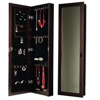 New Wall Mount Jewelry Box Armoire Cabinet Organizer Ring Storage