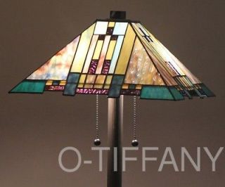 Tiffany Style Stained Glass Mission Floor Lamp Aspen Blue w/ Tiffany