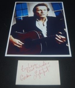 Folk Music Legend Gordon Lightfoot Signed Card and Great Print
