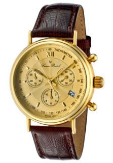 Lucien Piccard Watch 24018 Womens Chronograph Gold Dial 14k Gold Case