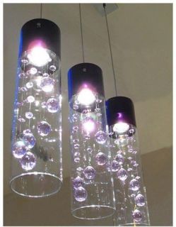 Glass Shade Crystal Ceiling Lighting Pendant Lamp Light x 1 Purple
