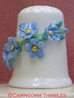 China Thimble with Applied Blue Forget Me not Flowers