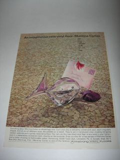 1962 ARMSTRONG VINYL FLOOR MONTINA CORLON GLASS FISH VINTAGE PRINT AD