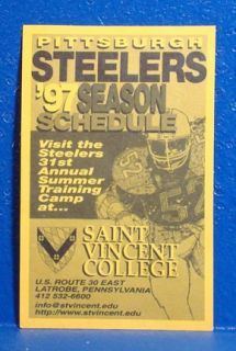 1997 Pittsburgh Steelers Training Camp Schedule