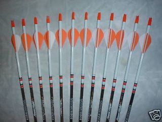 EASTON POWER FLIGHT Carbon Arrows Dip/Crest Orange & White Blazer vane