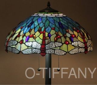tiffany style stained glass floor lamp aqua dragonfly time left