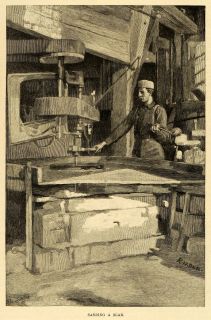 1885 Print Cape Ann Quarries Massachusetts Granite Industry Vintage