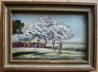 Glenn F Bastian Modernist Listed Landscape Indiana Impressionist Old