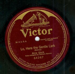 Alma Gluck Lo Here The Gentle Lark Victor 78 RPM