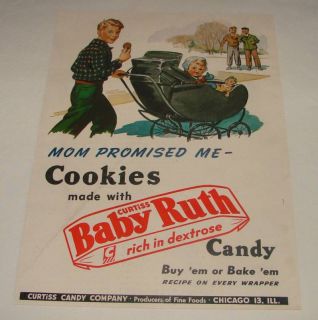 1947 Baby Ruth Candy Bar Ad Mom Promised Me