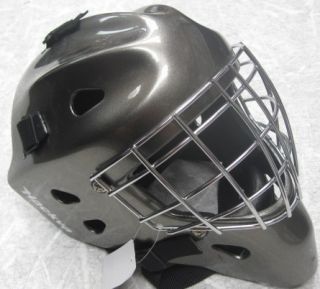 Hackva Hockey Goalie Goal Face Mask Helmet Medium Gun Metal Chrome