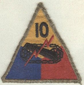 Original US Army 10th Armored Division Greenback Patch Off Uniform