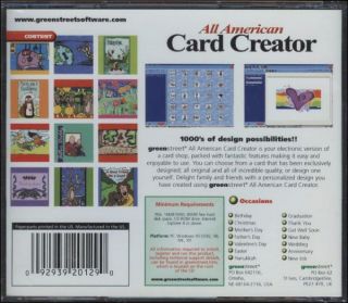 All American Card Creator from Greenstreet Create for Windows 98 95 Me
